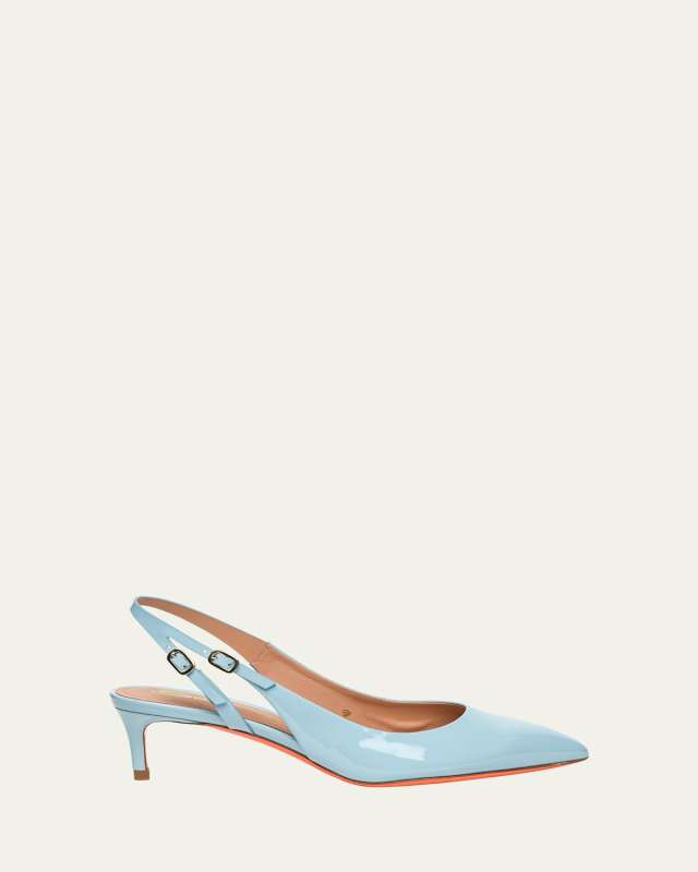 Audrey Patent Kitten Slingback Pumps